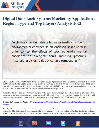 Digital Door Lock Systems Market Share, Technical Data and Manufacturing Plants Analysis to 2021