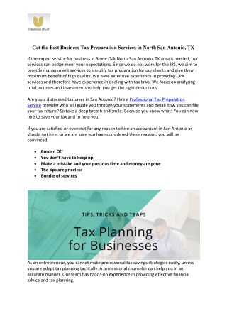 Get the Best Business Tax Preparation Services in North San Antonio, TX