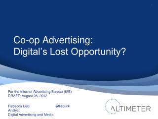 Co-op Advertising: Digital's Lost Opportunity