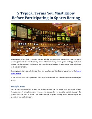 5 Typical Terms You Must Know Before Participating in Sports Betting