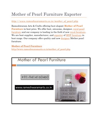 Mother of Pearl Furniture Exporter