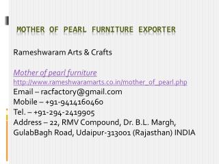 Mother of Pearl Furniture Exporter