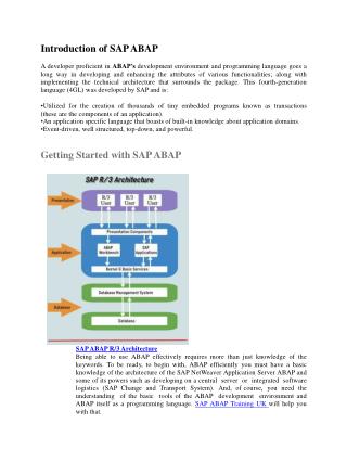 SAP ABAP Training UK