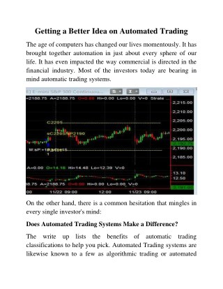 Getting a Better Idea on Automated Trading