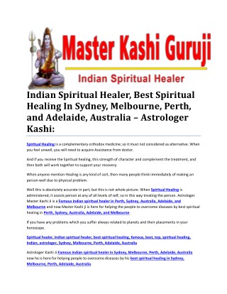 Indian Spiritual Healer, Best Spiritual Healing In Sydney, Melbourne, Perth, Adelaide, Australia - Astrologer Kashi