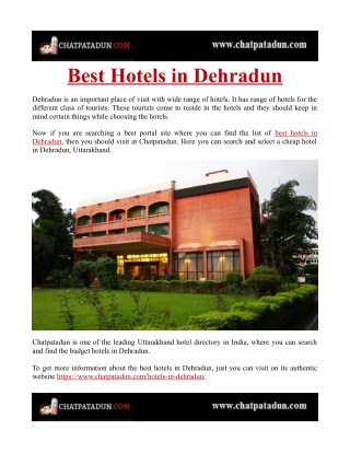Best Hotels in Dehradun