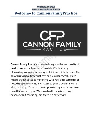 Health Care in Woodbury- Cannonfamilypractice.com