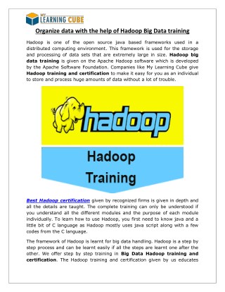 Online Hadoop Big Data Training