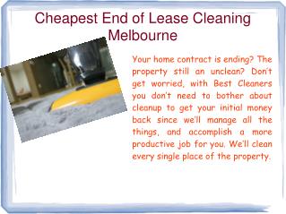 Cheapest End of Lease Cleaning Melbourne