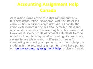 Accounting Assignment Help Canada
