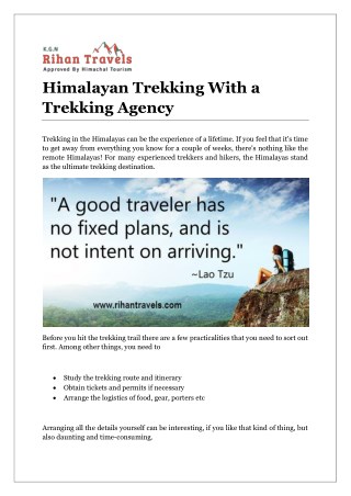 Himalayan Trekking With a Trekking Agency
