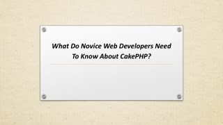 What Do Novice Web Developers Need To Know About CakePHP?