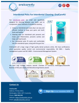 Interdental Picks For Interdental Cleaning : OralCare4U