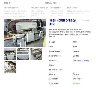 Buy Used 1988 HORIZON BQ-440 Machine