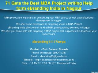 71 Gets the Best MBA Project writing Help form eBranding India in Nagpur