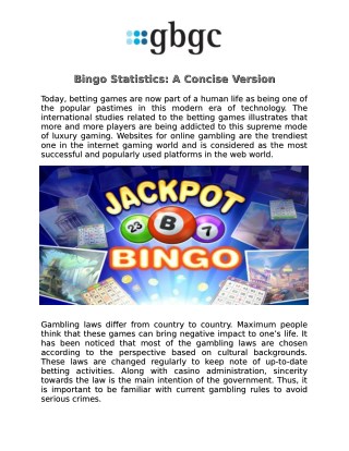 Bingo Statistics: A Concise version