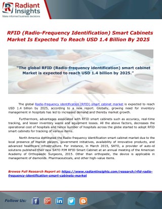 RFID (Radio-Frequency Identification) Smart Cabinets Market Is Expected To Reach USD 1.4 Billion By 2025