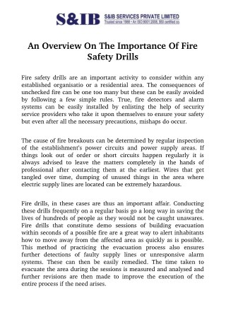 An Overview On The Importance Of Fire Safety Drills