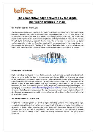 The competitive edge delivered by top digital marketing agencies in India