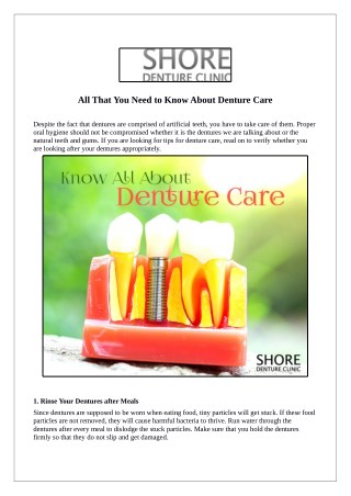 All That You Need to Know About Denture Care