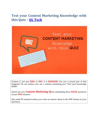 Test your content marketing knowledge with this Quiz