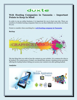 Web Hosting Companies in Tanzania – Important Points to Keep In Mind