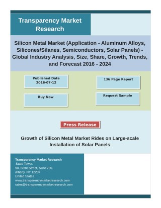 Silicon Metal Market Analysis by Global Segments, Growth, Size and Forecast 2024