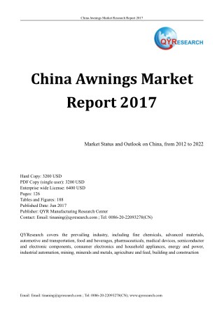 China Awnings Market Report 2017