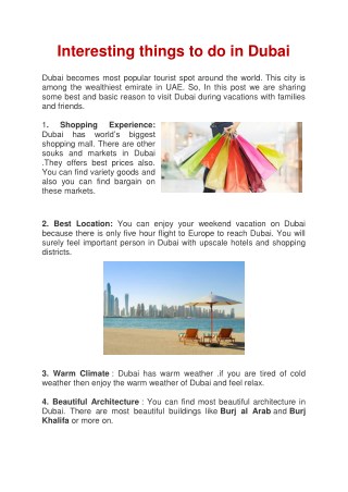 Interesting things to do in Dubai