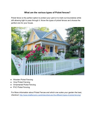 What are the various types of Picket fences?