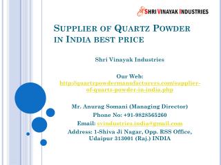 Supplier of Quartz Powder in India best price