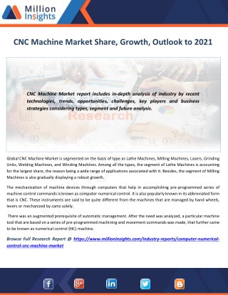 CNC Machine Market by Applications, Region, Type and Top Players Analysis