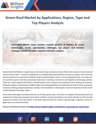 Green-Roof Market Driver, Trends, Applications & Business Strategy Forecast 2021