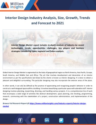 Interior Design Market Size, Share, Emerging Trends, Analysis and Forecasts 2021