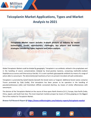 Teicoplanin Market to 2021 Industry Size, Share, Revenue Analysis