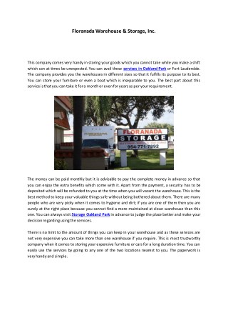 Floranada Warehouse & Storage, Inc.