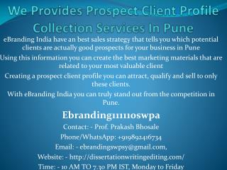 We Provides Prospect Client Profile Collection Services In Pune