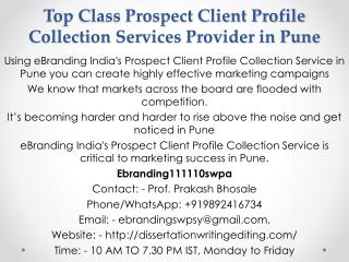 Top Class Prospect Client Profile Collection Services Provider in Pune