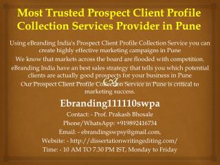 Most Trusted Prospect Client Profile Collection Services Provider in Pune