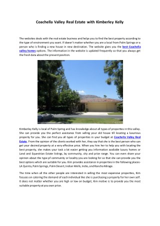 Coachella Valley Real Estate with Kimberley Kelly