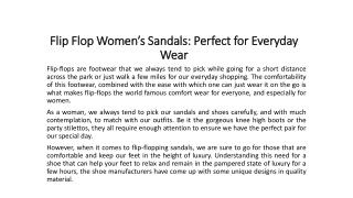 Flip Flop Women’s Sandals: Perfect for Everyday Wear