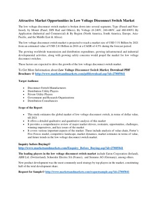 Attractive Market Opportunities in Low Voltage Disconnect Switch Market