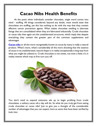 Cacao Nibs Health Benefits