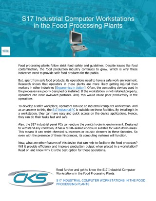 S17 Industrial Computer Workstations in the Food Processing Plants