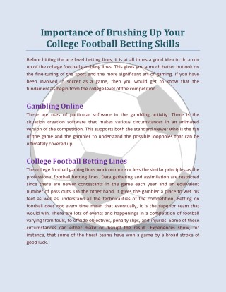 Importance of Brushing Up Your College Football Betting Skills