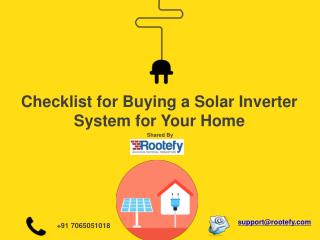 Checklist for buying a solar inverter system for your home