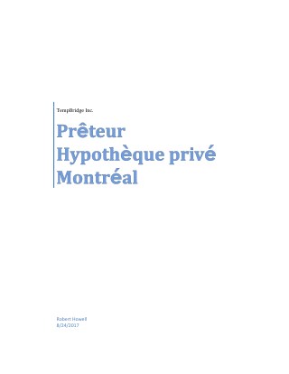 Prêteur Hypothèque privé Montréal