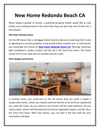 New Home Redondo Beach CA