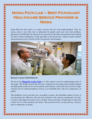 Noida Path Lab – Best Pathology Healthcare Service Provider in Noida