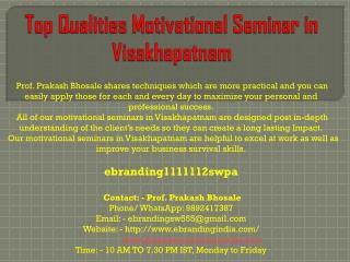 5 Top Qualities Motivational Seminar in Visakhapatnam